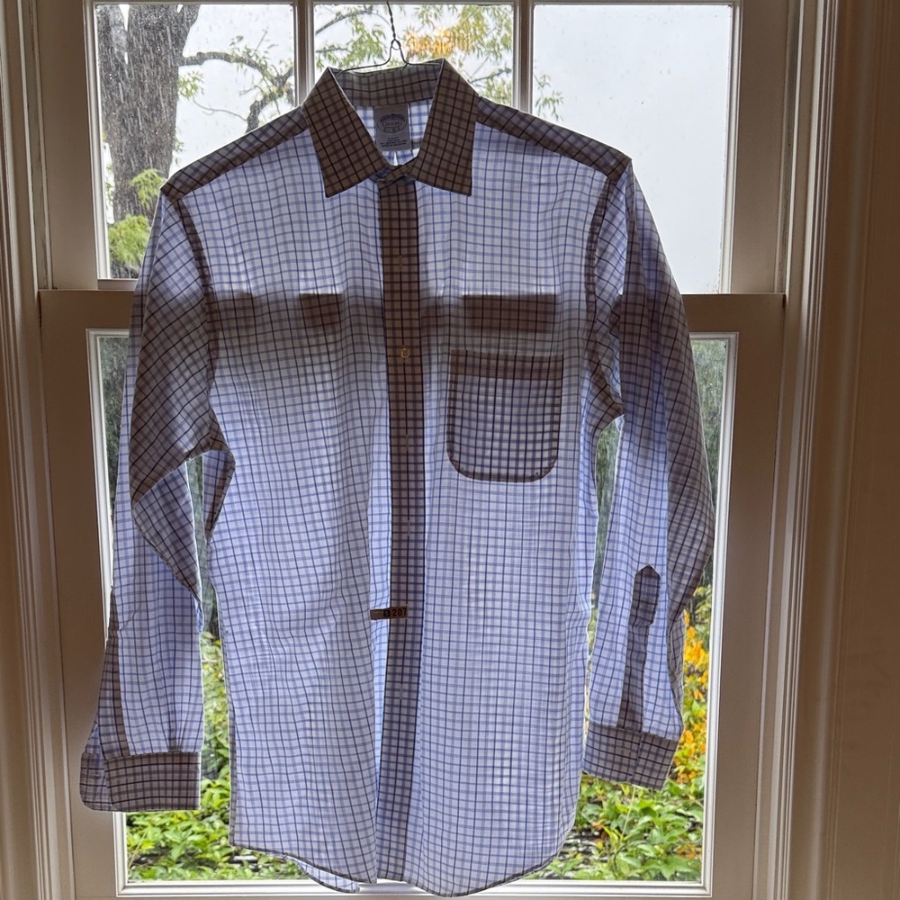 Brooks Brothers White and Blue Plaid Shirt
